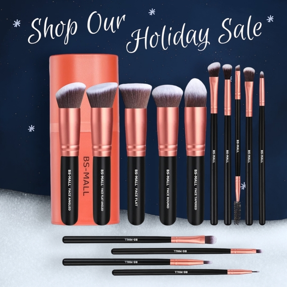 Rose Gold /Black 14pc BS-MALL Professional Makeup Brush Collection With Case - Picture 5 of 7